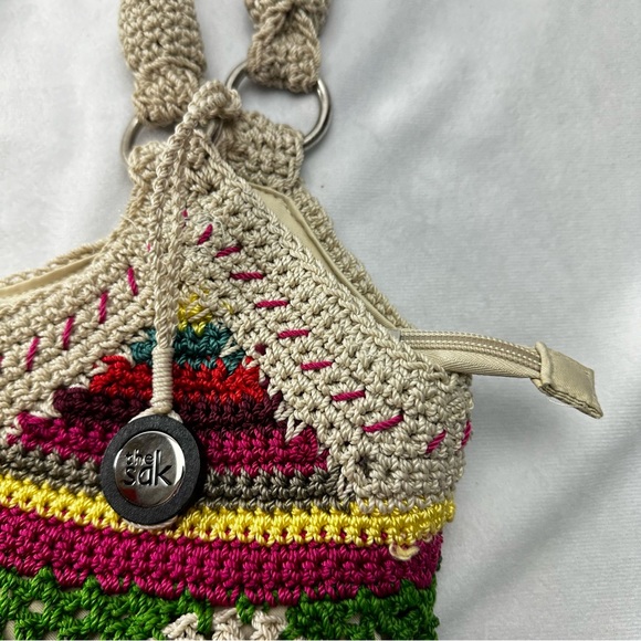 The Sak Crochet Purse Beach Boho Shoulder Bag Tote Multi Floral Patch Summer - Picture 4 of 11